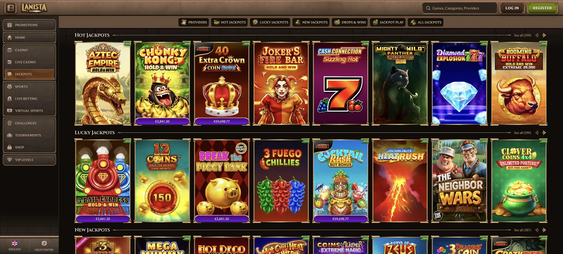 Lanista Casino Slots: 1 De Jackpots